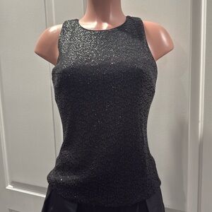 Aidan Mattox Black Sequin Blouse Top